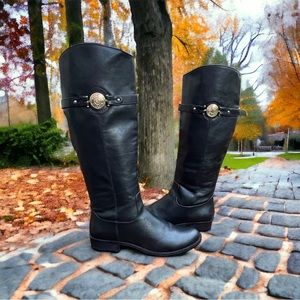 Tommy Hilfiger Dabian Knee High Black Riding Boots Womens Size 9.5 Medium Width